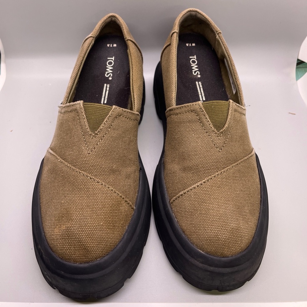 TOMS women’s Alpargata Combat Slip-On Sneaker in Olive size 7.5